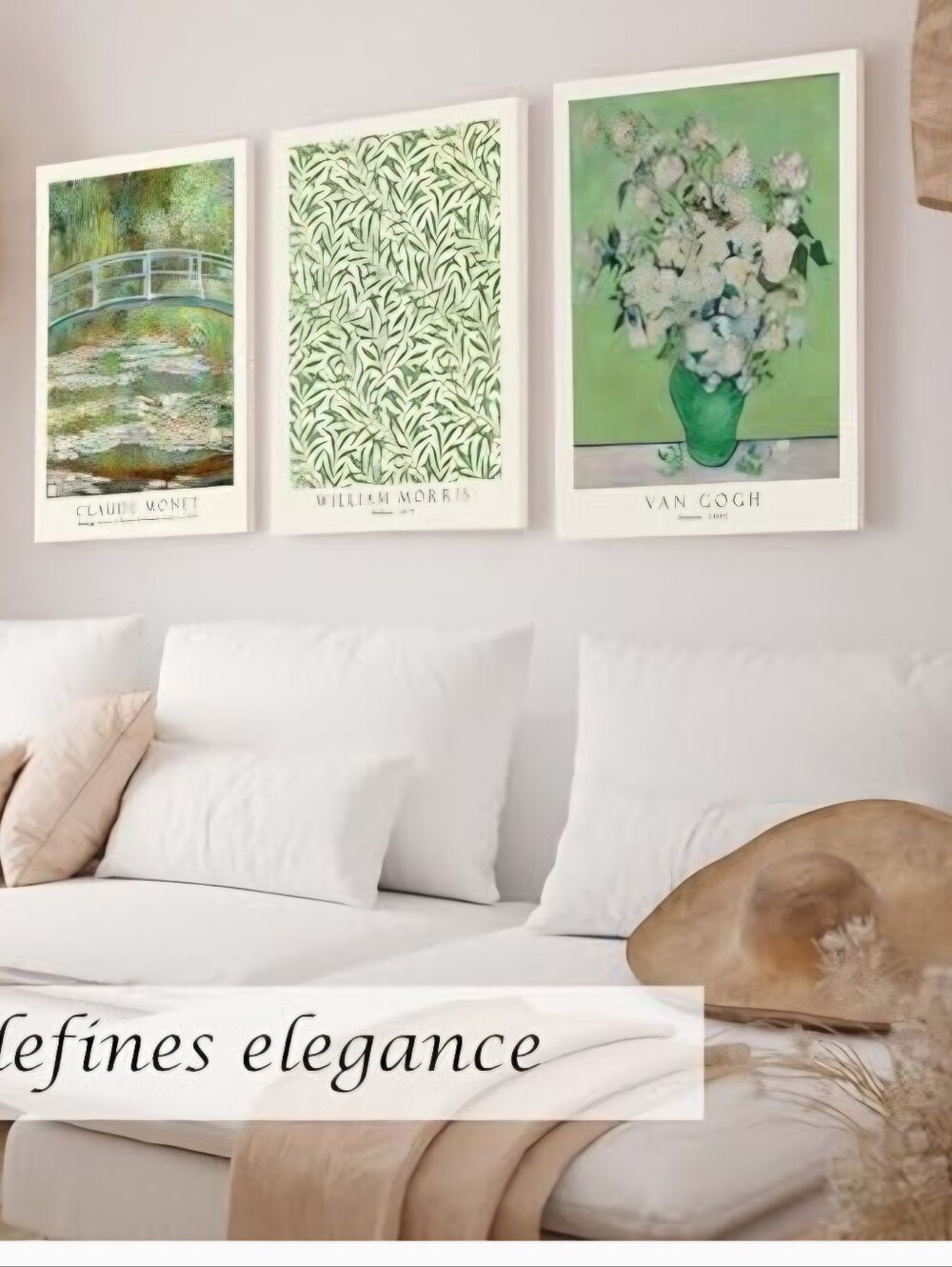Green Botanical Wall Art Print - Claude Monet Style